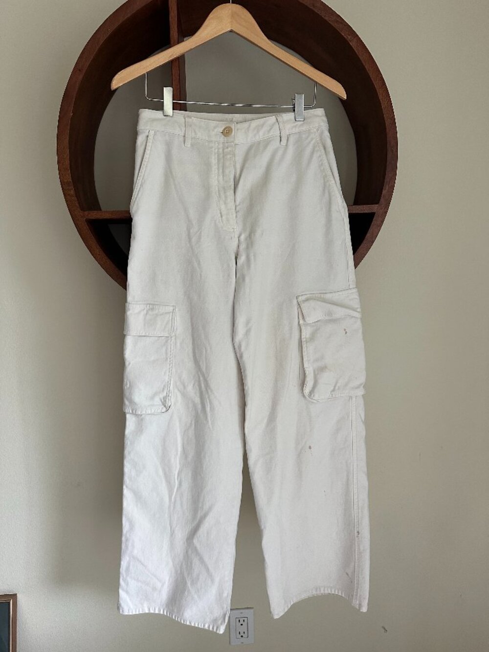 Aritzia Wilfred Free White Cargo Pants High Rise Wide Leg Size 6